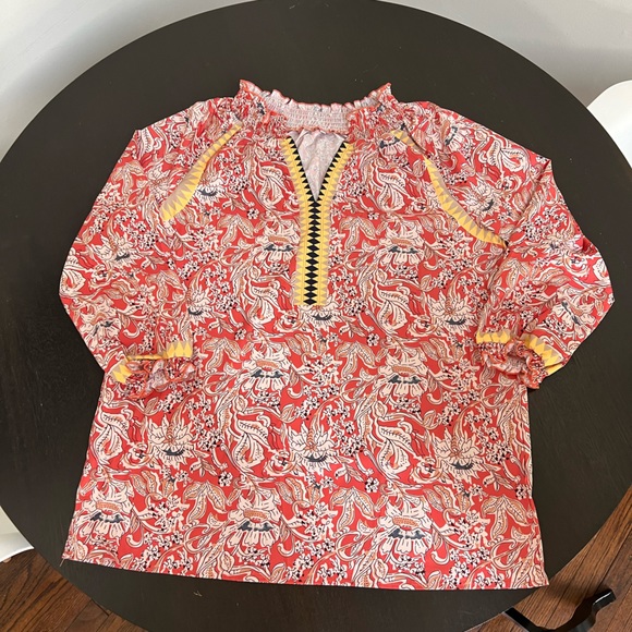 Orange floral tunic top. Size XL. Like New - Picture 4 of 6